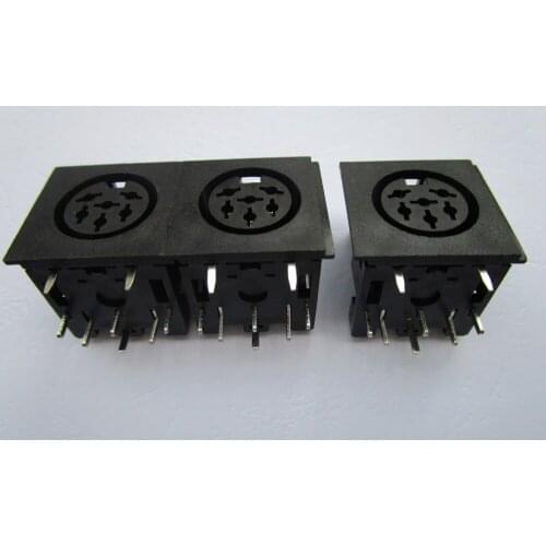 5 Pcs S Terminal DIN Jack 6 Pin Circular Jack Female PCB Mount Connector