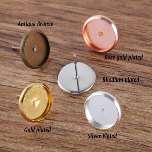 500pcs 8mm 10mm 12mm 14mm 16mm stud earring base bezel blank jewelry cabochon settings jewelry findings