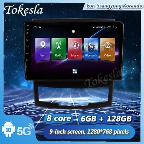 Tokesla Android 11 Car Radio Audio DVD 2 din Intelligent System Central Multimedia player Screen For Ssangyong Korando 2011-2013