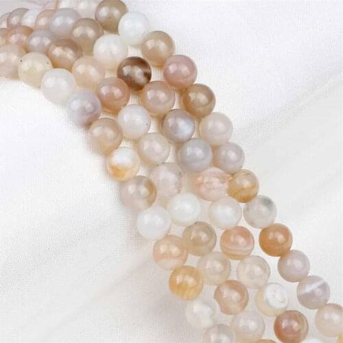 White Smooth Striped Agates Veins Natural Stone 8/6mm Round LAVA Loose Bead For DIY Handmade Bracelet Jewelry Making Accessories