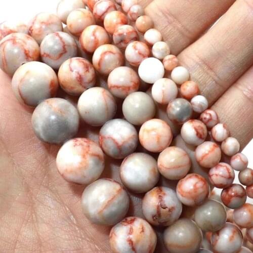Natural Red Network Stone Loose Spacer Bead For Jewelry Making Charm DIY Bracelet Necklace Accessories 4 6 8 10 12mm