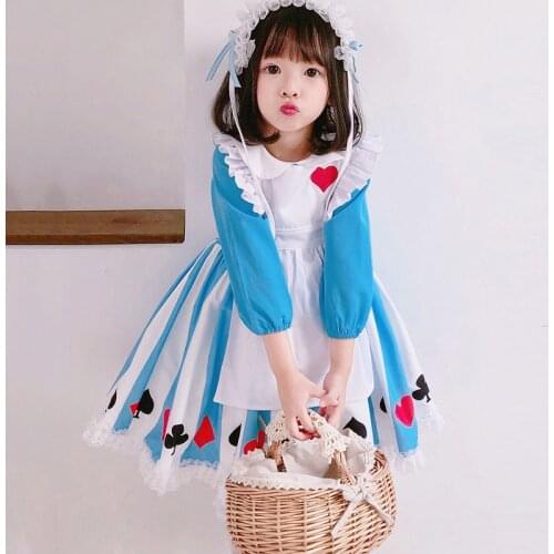 ChildrenS Maid Dress Baby Cute Lolita Alice In Wonderland Cosplay Long-Sleeved Dresses Apron Princess Dress For Girls DL6046