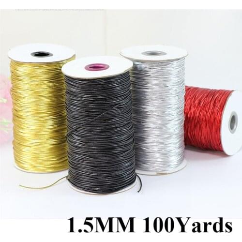 100Yards1.5mm Elastic Cord Gold Silver Packing Rope Ornaments String Elastico Ribbon Cords Elastique Bungee Elastiek Voor Naaien