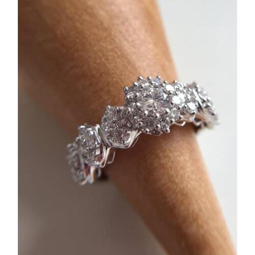 Huitan Modern Womens Wedding Eternity Rings New Design Finger Accessories with Brilliant Cubic Zirconia Statement Jewelry Gifts