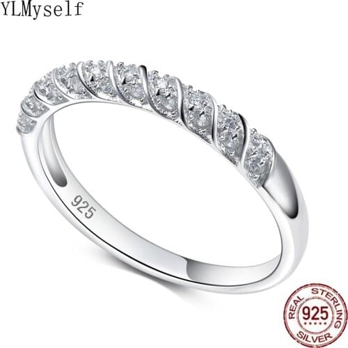Real Silver Finger Ring With Tiny Shiny Cubic Zircon High Quality Elegant Small 925 Fine Jewellery Jewelry For Girl