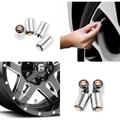 4pcs Car Tyre Air Stems Cover Wheel Round Tire Valve Caps for Dodge Challenger RAM 1500 Charger Avenger Caliber Nitro