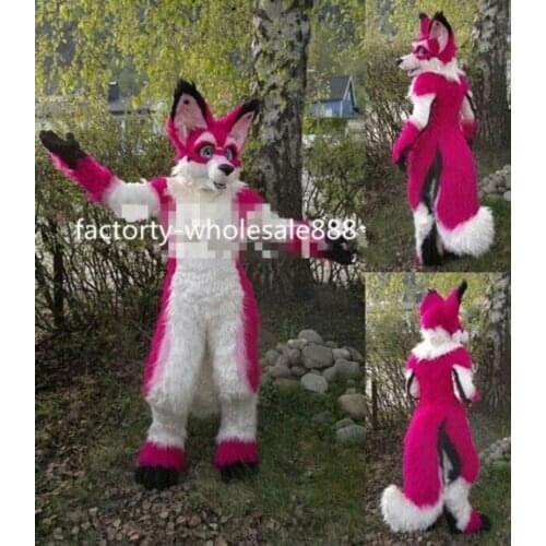 Halloween Red Husky Mascot Costume Adult Wolf Fox Dog Long Fur Dress Handmade Us High Quality Cartoon Character Unisex Clothing