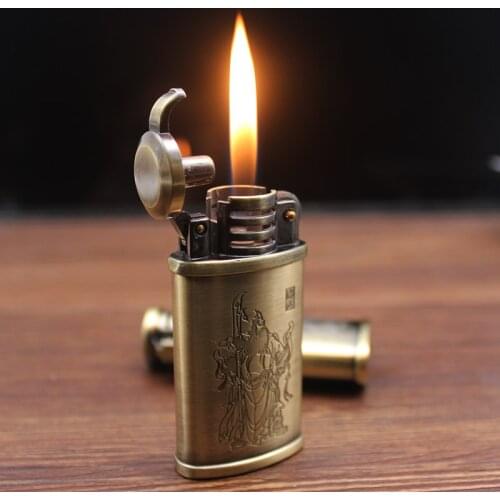 Creative Butane Gas inflate lighter. Metal antique grinding wheel retro GASOLINE cigarette lighter