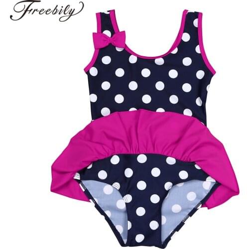 Toddler Baby Girls Bikini Swimsuits for Girls One-piece Sleeveless Polka Dots Ruffles Swimsuit One Piece 2021 Infantil Swimwear