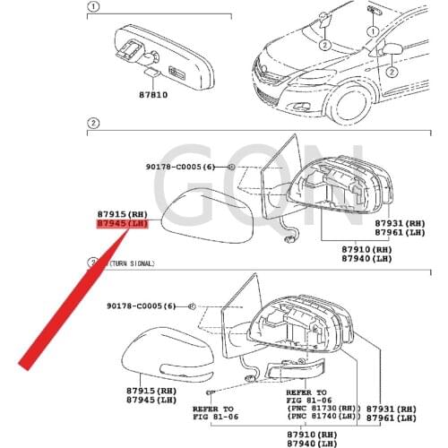 Left side car exterior mirror cover 2008-Toy ota VI OS mirror cover LH (without light hole) mirror cover. L mirror cover