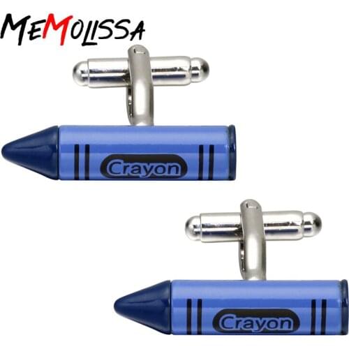 MeMolissa Luxury Shirt Blue Crayon Design cufflinks for mens Brand cuff buttons cuff links High Quality abotoadura Jewelry