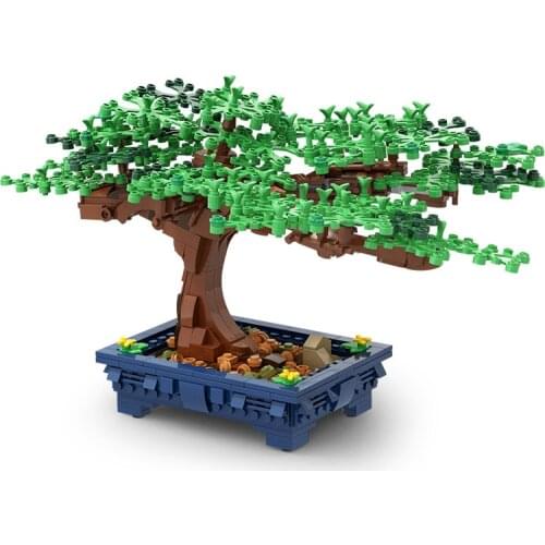 MOC Mini Bonsai Tree Building Blocks Green Bush Flower Grass Bricks Model Tea Table Home Decoration Ornament DIY Assembly Toys