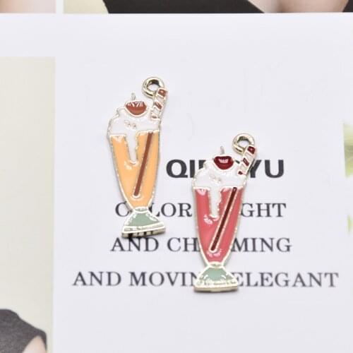 MRHUANG 10pcs/lot Ice Orange Drink Beverages Enamel Charms Pendant Braclets Jewelry finding DIY Craft so cool