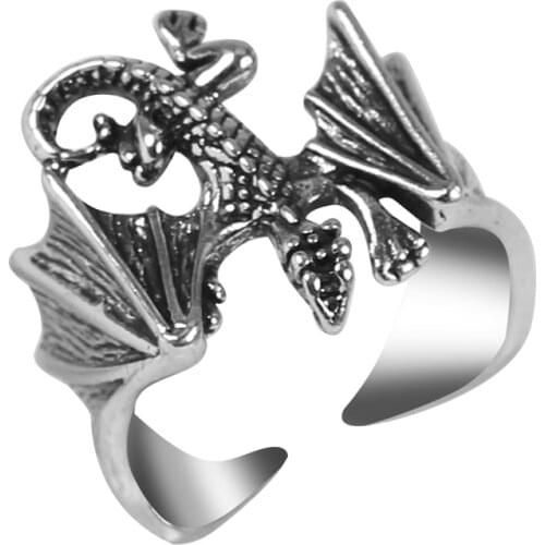 Punk Domineering Male Ring Animal Gecko Bat Shape Opening Adjustable Alloy Fashion Personality Men And Women Jewelry Gift