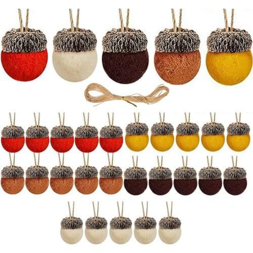 Felt Acorn Ornaments Set Felt Balls Acorn Garland with 32.8 ft String for Christmas Tree Mantel Wall Baby Room Nursery Party