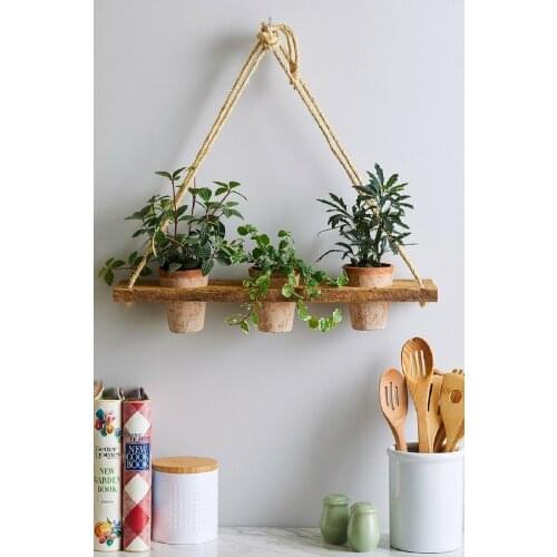 Natural Wood Decorative Design Succulent Flower Pot String Flower Pot Home Decoration Office Kitchen Living Room 2021