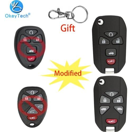 OkeyTech 5/6 ButtonsFor Buick G-C Chevrolet Cadillac Pontiac Saturn Car Key Flip Remote Key Shell Fob Case Uncut Blank Blade