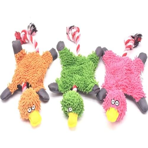 Pet Dog Squeaky Toy Durable Cute Papa Duck Making Sound Plush Dog Puppy Chew Toys Training Teething Toys For Small Medium Dogs