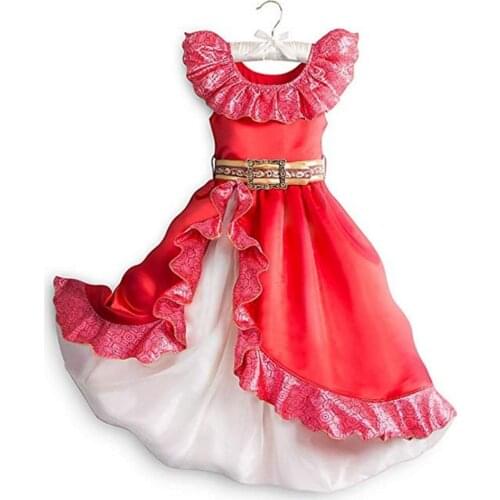 Girl Elena Adventure Dress up Cosplay Costume Sleeveless Deluxe Red Kids Party Halloween Fantasy ElenaDress