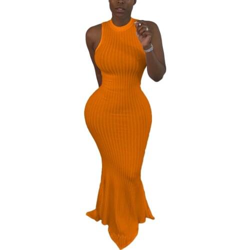 Dress for Women 2021 New Summer Women Casual Solid Bodycon Maxi Dress Sleeveless Evening Party Robes Elegant Formal Dress