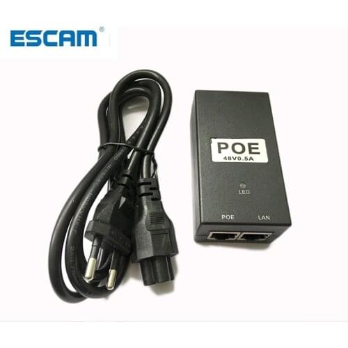 ESCAM CCTV Security 48V0.5A 15.4W POE adapter POE Injector Ethernet power for POE IP Camera Phone PoE Power Supply EU Plug