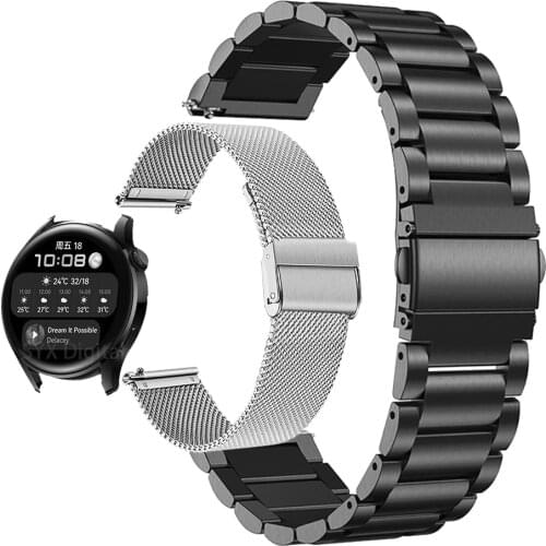 Stainless Steel 22mm Watchband For Huawei Watch GT 2 Pro／2 46mm Smartwatch Replacement Wristband For Huawei Watch 3／3 Pro Strap