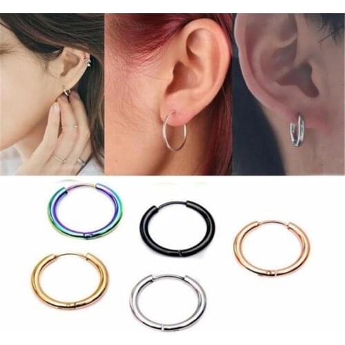 10/12/14/16/20mm Vintage Rose Gold Multiple Dangle Small Circle Hoop Earrings for Women Jewelry Steampunk Ear Clip Gift