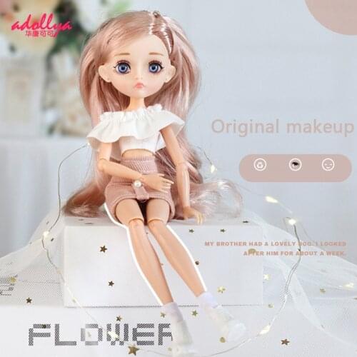 Adollya BJD 1/6 Doll Full Set PS Plastic Toys For Girls Height 29.5cm 11 Joints Female Body With Clothes Hairs Eyes Makeup Dolls
