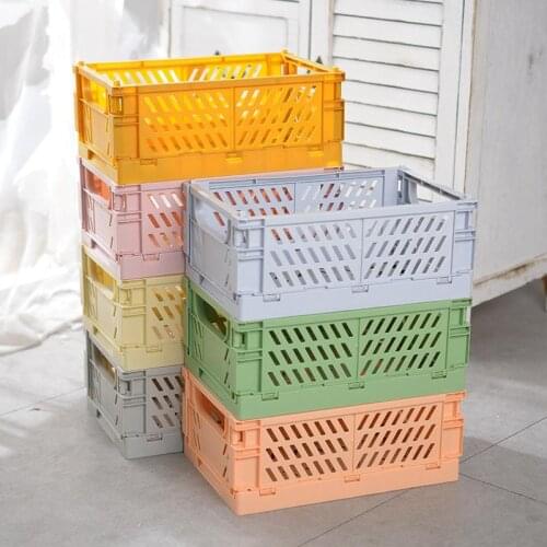 Mini Storage Case Folding Student Desktop Organizing Container Basket Handbook Tape Stationery Plastic Storage Box