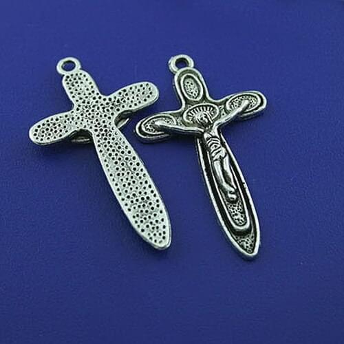 20pcs Tibetan silver cross crucifix lead to free charm h1413
