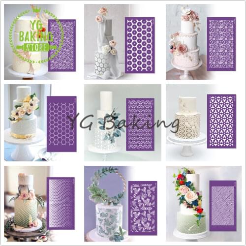 Dorica New Flower & Butterfly Design Mesh Stencils Wedding Lace Side Cake Border Stencils Cake Decorating Supplies Kitchen Tool