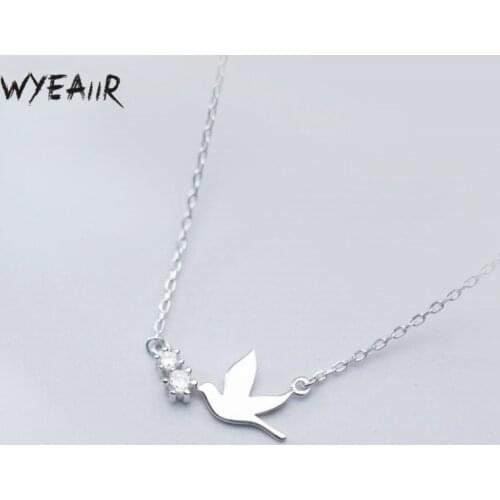 WYEAIIR Lovely Temperament Spring Swallow Rhinestones Korea Fashion Sweet Art 925 Sterling Silver Clavicle Chain Female Necklace