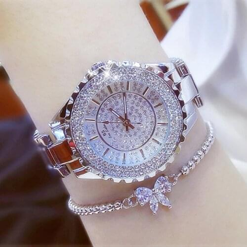 Womens Watches 2021 New Fashion Top Brand Luxury Diamond Wrist Watch White Stainless Steel Waterproof Silver Dress Ladies Watch