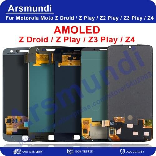 For Motorola Moto Z Droid Z Play Z2 Play Z3 Play Z4 AMOLED LCD Display Touch Screen Digitizer Assembly Replacement LCDs + Gifts