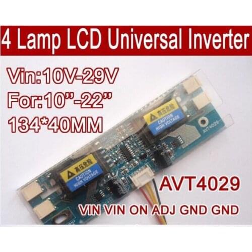 Free shipping AVT4029 PC LCD MONITOR CCFL 4 LAMP universal lcd inverter board,4 Lamp 10V-29V For 10-22" screen