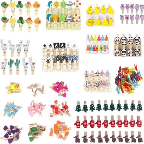 10Pieces Mini Cartoon Heart Wooden Clothes Photo Paper Peg Pin Clothespin Craft Postcard Clips Home Wedding Party DIY Decoration