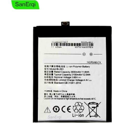 10PCS / LOT BL263 for lenovo ZUK Z2 pro Battery 3100Mah Full Capacity High Quality SanErqi