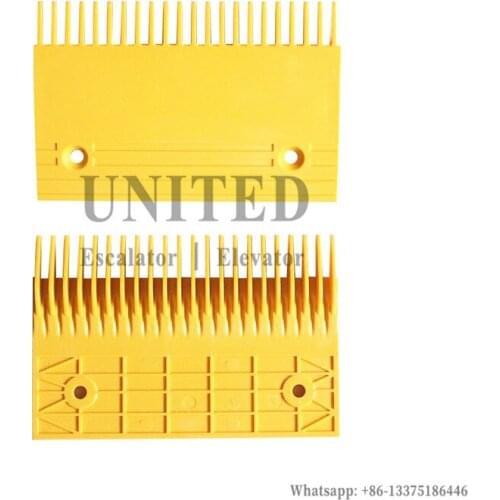 Escalator Yellow Plastic Comb Plate L206mm W130mm Hole Space 145mm 22Teeth LEFT