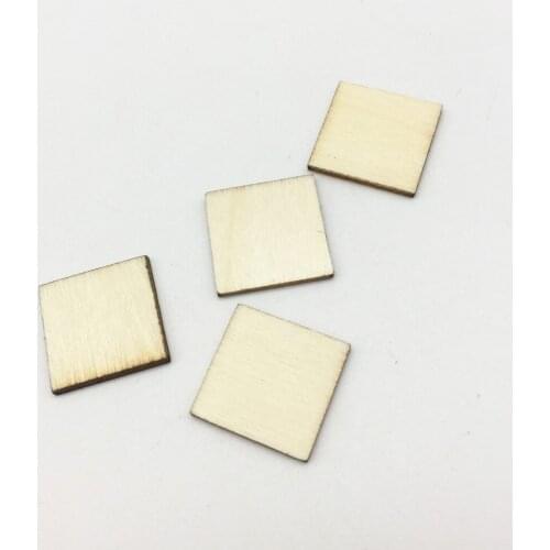 100pcs Unfinished Laser Cutout Natural Wood Squares Shaped Puzzle DIY Crafts Supplies 20mm