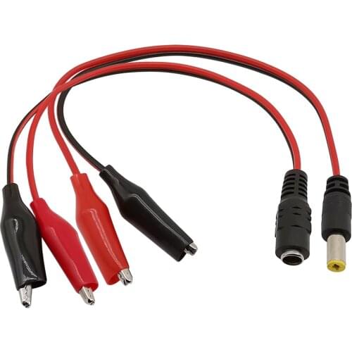 2Pcs Alligator Clips to 5.5x2.1mm DC Power Male Plug/Female Jack Cable Connector Electric Wire DIY Test Battery Crocodile Clip