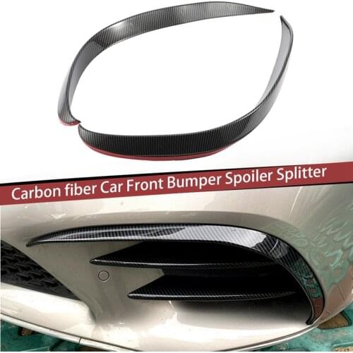 2Pcs Carbon Fiber Car Front Bumper Spoiler Splitter Cover for Mercedes-Benz C-Class C200 C260 W205 2019