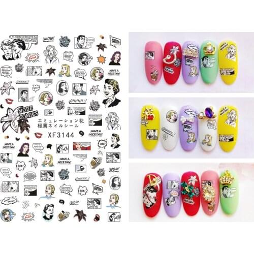 Adesivos para unhas manicure dos desenhos animados adesivos da arte do prego adesivo fita adesiva do remendo do prego