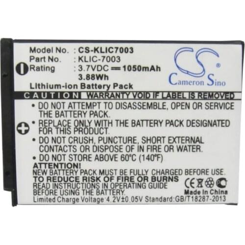 Cameron Sino 1050mAh battery for KODAK EasyShare M380 M381 V1003 V803 Z950 KLIC-7003 Camera Battery