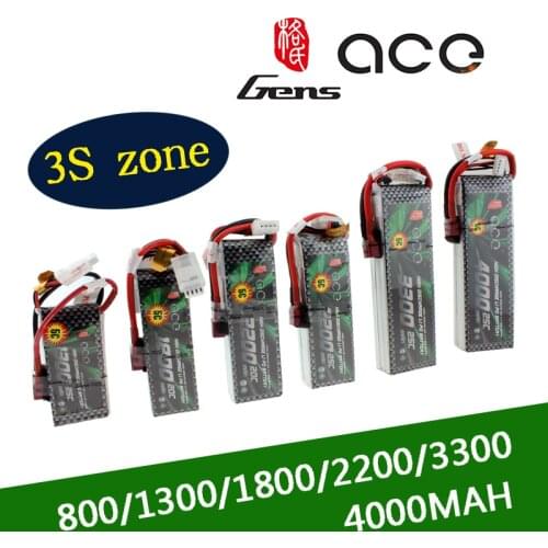Gens ACE 2S Lipo 3S Battery 7.4V 11.1V 800mAh 1300mAh 1800mAh 2200mAh 3300mAh 4000mAh 5300mAh with T/XT60 Plug