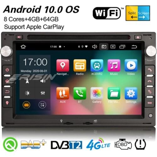 Erisin 8186 8-Core Android 10.0 Car Stereo CarPlay Navi DSP BT DAB+GPS For VW PASSAT B5 POLO JETTA T5 SHARAN GOLF 4 PEUGEOT Seat