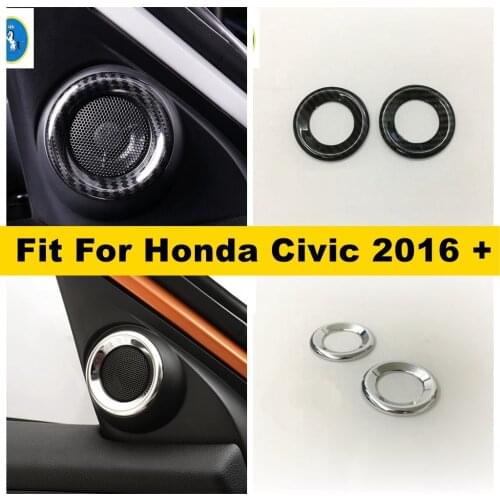 Auto Accessory Pillar A Stereo Speaker Audio Sound Ring Cover Trim Fit For Honda Civic 2016 - 2020 ABS Chrome / Carbon Fiber