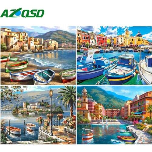 AZQSD Adult Paint By Numbers Venice Landscape Unique Gift Coloring By Numbers Ship Picture For Living Room Home Decoration