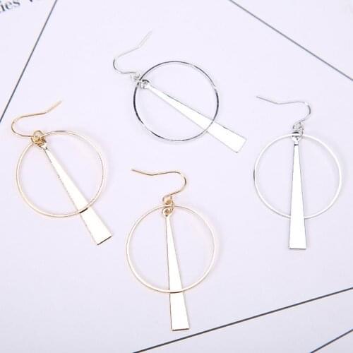 Big Hoop Long Tessal Stick Pendant Golden Silver Plated Drop Earrings Women Dangle Earrings