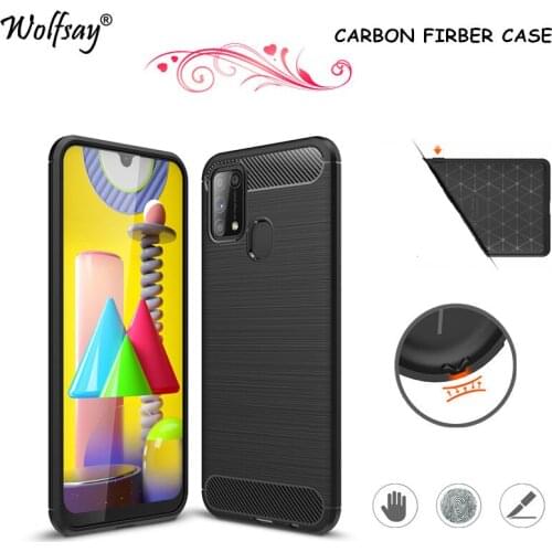 Carbon Fiber Cover For Samsung M31 Case M315F 6.4" Shockproof Silicone Phone Cover For Samsung Galaxy M31 Case For Samsung M31