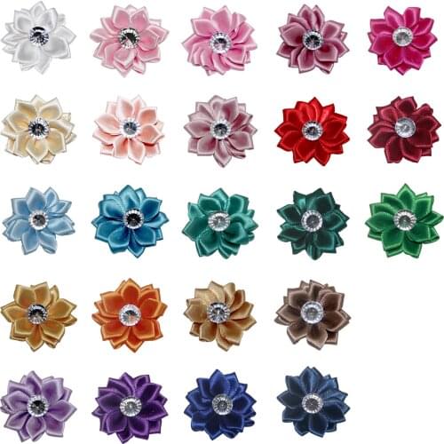 4cm handmade artificial flower with rhinestone craft fabric flower accessories garment scarf DIY supplies decorations